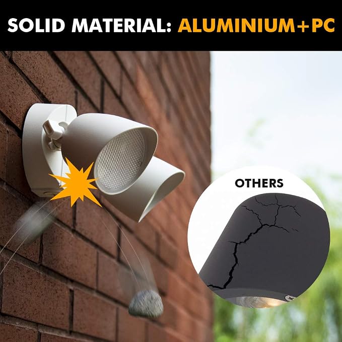 LUTEC 6222W-D2D 3500 Lumen 32 Watt Dusk to Dawn Dual-Head Flood Light Outdoor Waterproof Exterior Security Wall Light, Full Metal Design Floodlight for Patio, Garden, Yard-White