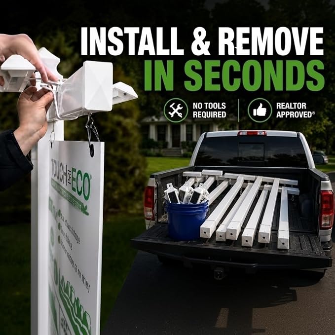 LITEAGENT PRO Upgrade Solar LED Sign Light for Real Estate Yard Signs, Tool-Free No-Drill Installation, Adjustable Quick-Mount Strap, Fits Sign Posts, Includes Wall Mount Bracke