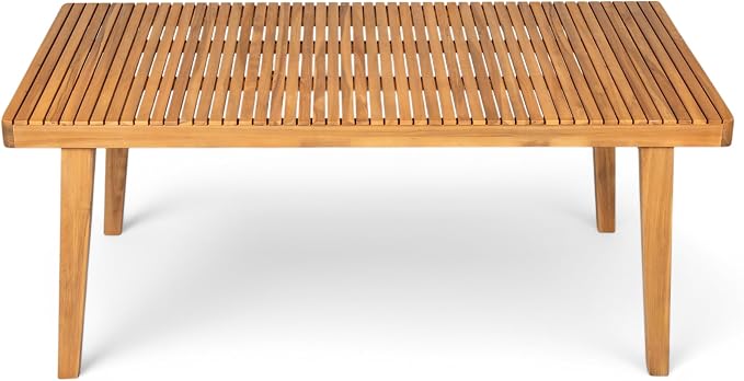 Merax 69" Acacia Wood Outdoor Dining Table with Slatted Top for Patio & Garden Gatherings, 300 lbs Weight Capacity, Natural