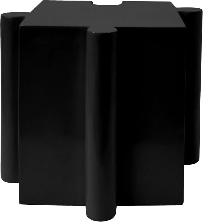 Christopher Knight Home Daton Interlocking Puzzle Outdoor Side Table, Lightweight Concrete Patio Coffee Table, Convex Edge MGO Modular End Table, Creative Set Up for Indoor&Outdoor Use, Black