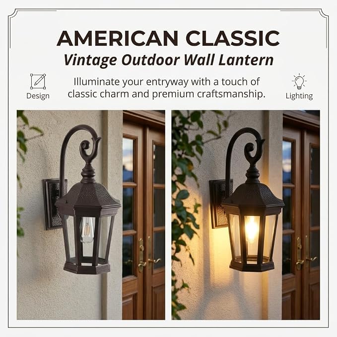 Brown Exterior Wall Sconces, 21'' Large Outdoor Porch Light Fixtures
