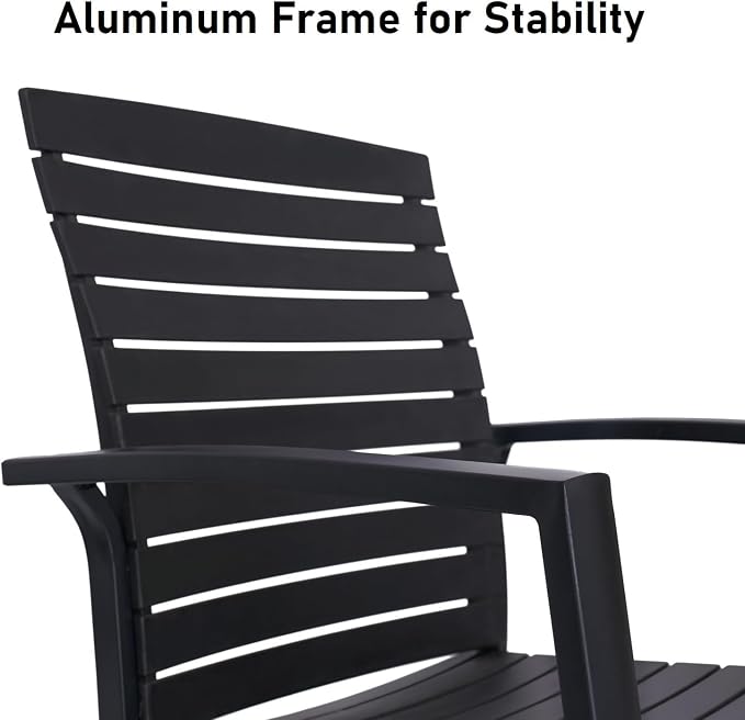 3-Piece Outdoor Dining Set, Small Patio Table with Aluminum Chairs | 27.5" Small Metal Outdoor Table, Aluminum Chair with Resin Seat and Backrest, Perfect for Garden, Deck, Poolside, Balcony