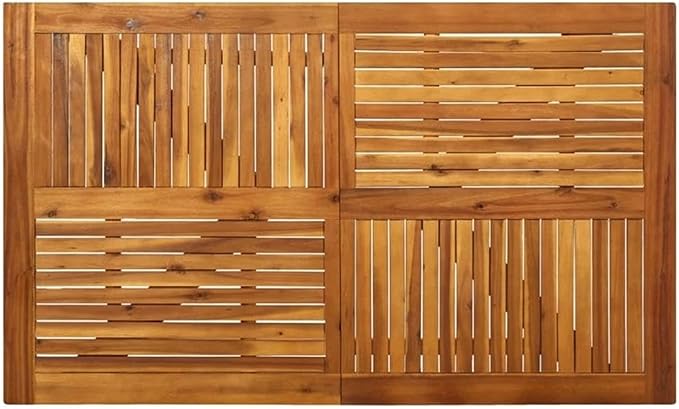BOWERY HILL Contemporary 7-Piece Solid Acacia Wood Patio Dining Set, PE Rattan Chairs, Stackable Design, Oiled Finish, Modern Outdoor Garden Furniture for Patio, Balcony, or Terrace Dining
