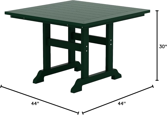 HDPE Laguna 43" Square Dining Table,Dark Green