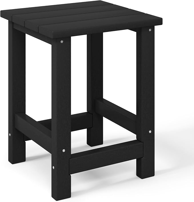 Costaelm Kids Outdoor End Table, Small Patio Table, Outdoor Side Table Porch Table Adirondack Patio Side Table for Outside, Pool, Porch, Garden, Black