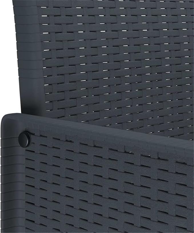 Afuera Living Contemporary Poly Rattan Patio Dining Set, Anthracite Matte Finish, Rectangular Design, Foam-Filled Cushions, UV-Resistant Material, Seats 10, Sleek Outdoor Furniture for Gardens and