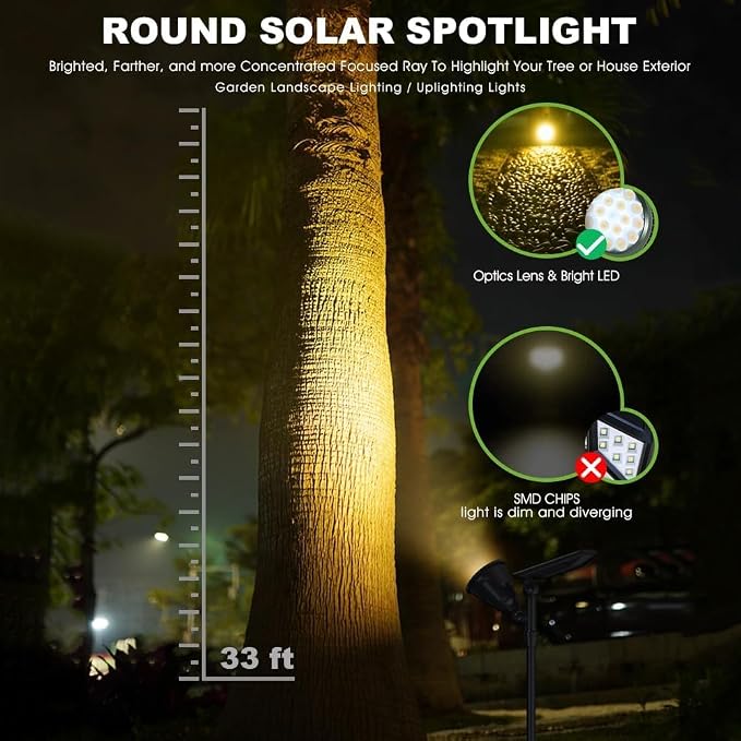 DBF Solar Outdoor Lights, 600LM Solar Spot Lights Outdoor Waterproof, 18 LED Auto On/Off Landscape Lighting Flag Pole Light for Garden Yard Pathway Garage Pool Patio(Warm White, 4 Pack)