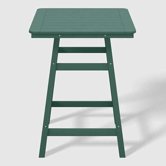 WestinTrends Malibu Square Outdoor Patio Counter High Bistro Bar Table with Umbrella Hole 37" Tall, Dark Green