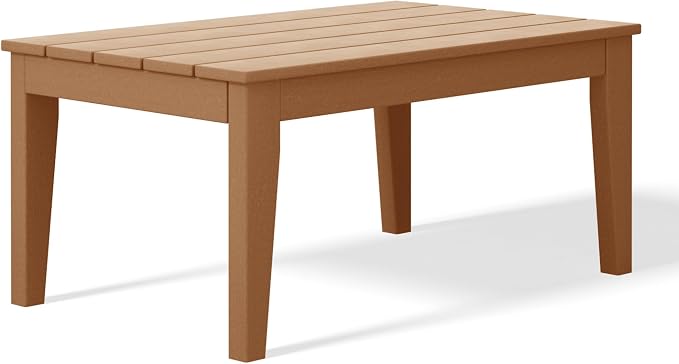 WestinTrends Malibu Low Outdoor HDPE Patio Rectangle Coffee Table, Teak
