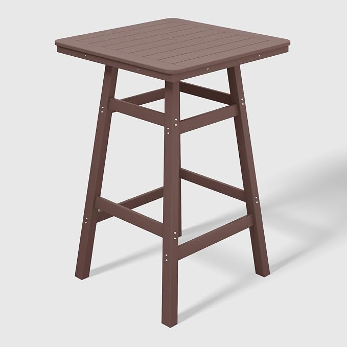 WestinTrends Malibu Square Outdoor Patio Bistro Bar Table with Umbrella Hole 42" Tall, Dark Brown