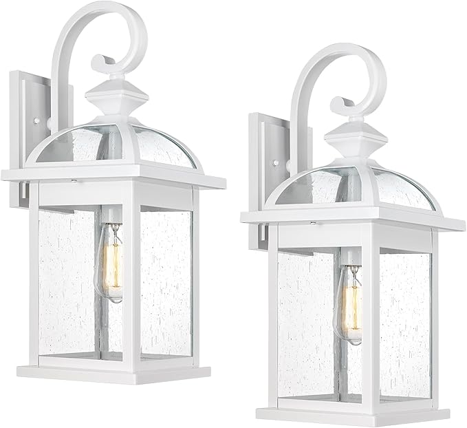 Darkaway 2pcs Outdoor Lights Fixtures Wall Mount, Large 22inch Outdoor Wall Sconce Lights with Seeded Glass Waterproof Outside Exterior Lights Fixture for House Front Porch Entry
