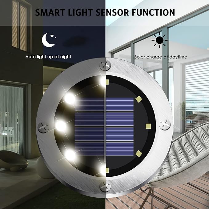 OULONGER 4.6inch Solar Ground Lights 12Packs, Garden Solar Outdoor Waterproof Pathway Bright In-Ground Landscape Lights for Patio, Lawn, Yard, Driveway, Step and Walkway(White Light)