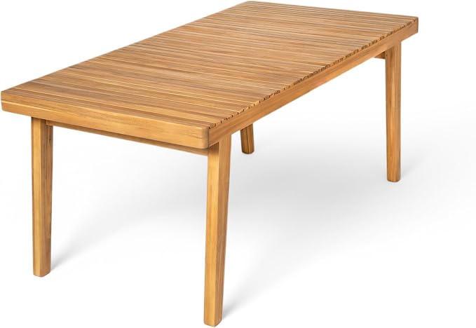 Merax 69" Acacia Wood Outdoor Dining Table with Slatted Top for Patio & Garden Gatherings, 300 lbs Weight Capacity, Natural
