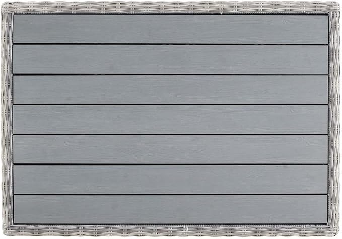 Conway 32" Outdoor Patio Wicker Rattan Coffee Table in Light Gray