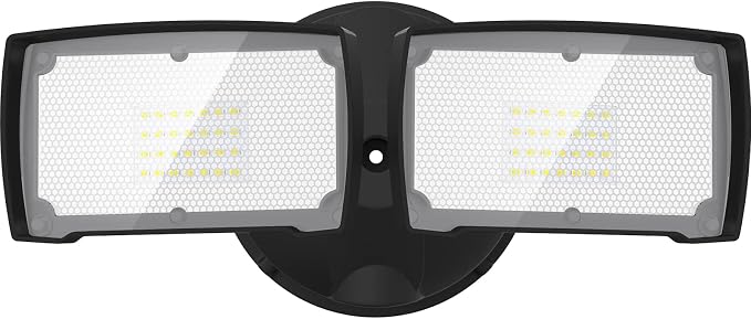 LEPOWER 28W Flood Lights Outdoor - 3000LM Brightness LED Security Lights | Switch Controlled Wall Mount Exterior Flood Light with 2 Heads, 5500K, IP65 Waterproof for Garage, Yard, Porch, Garden, Balck