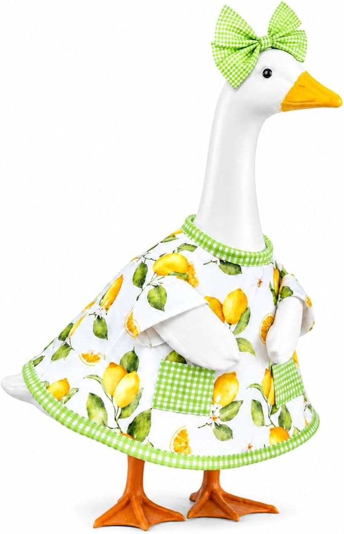 Abbylike Summer Lemon Porch Goose Outfit Spring Lemon Costume Clothes for 23'' Goose for Summer Garden Porch Statue Yard Pathway Decorations