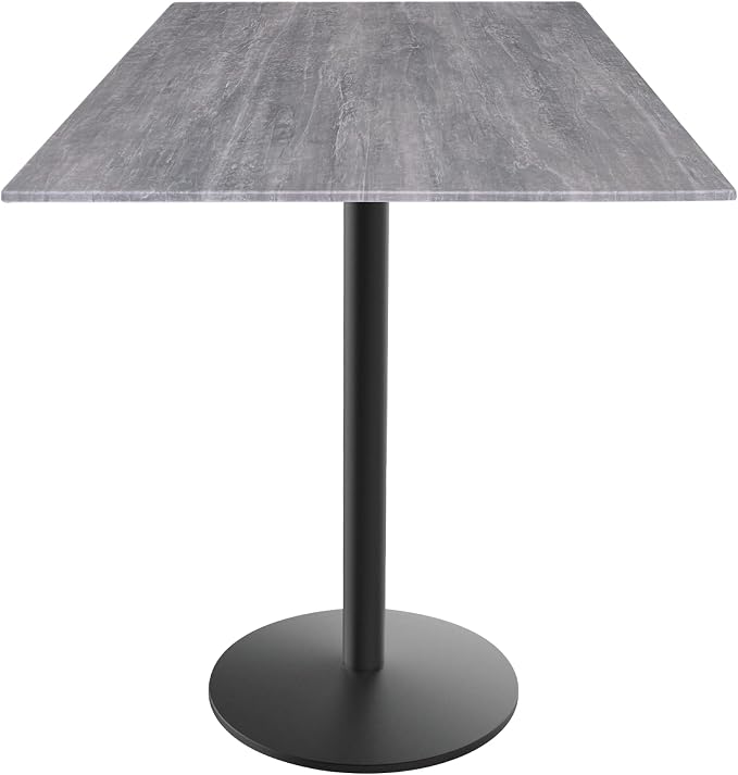 Holland Bar Stool Co. 36" Tall OD214 Indoor/Outdoor All-Season Black Wrinkle Table with 36" x 36" Square Greystone EuroSlim Top