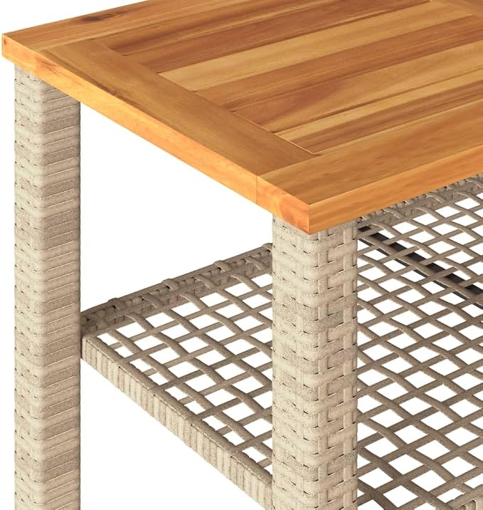 Patio Table & Outdoor Table Beige PE Rattan Garden Table Picnic Table for Backyard Patio Garden