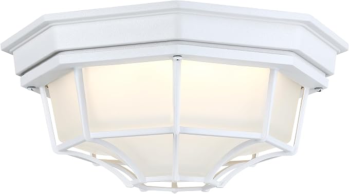 10.5” White LED Close to Ceiling Light for Basement Garage Light Octagonal White Mid-Century Modern Overhead Lights LED 2700K 3000K 3500K 4000K 5000K 10.5in Spider Web Lamp 17W,120V,850Lm-1050Lm