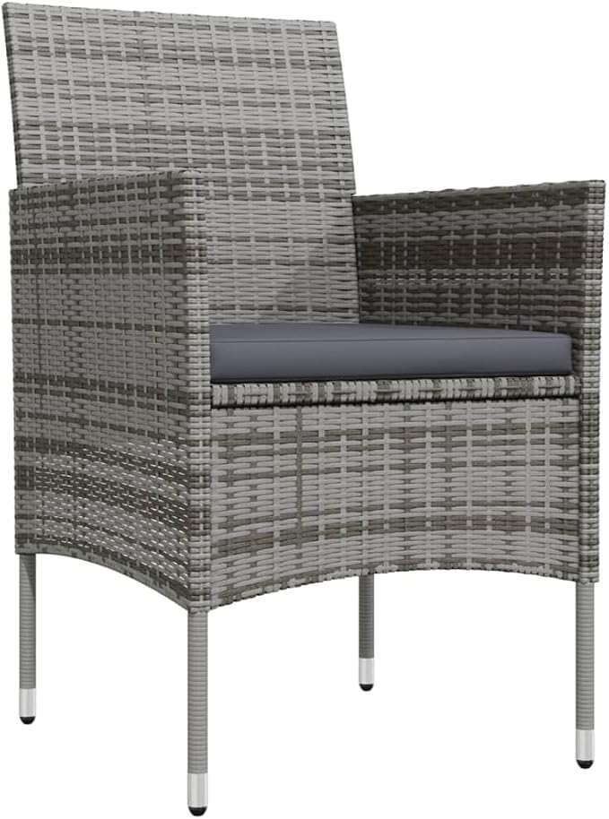 3 Pcs Patio Dining Set & Outdoor Dining Set Gray PE Rattan Balcony Furniture Outdoor Patio Furniture Set for Backyard Front Porch Lawn 31.5 x 31.5 x 29.1 in