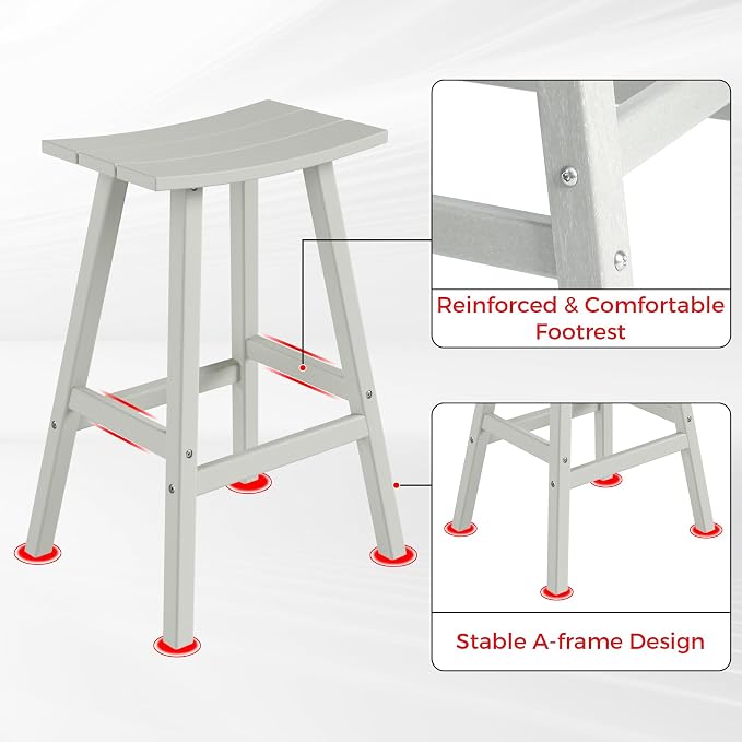 Costaelm Outdoor Bar Table, 42" Counter Height Round Patio Cocktail Bar Table, Patio Bar Table 3-Pieces Set Bistro Dining Table Pub Table for Deck, Backyard, Garden, Sand