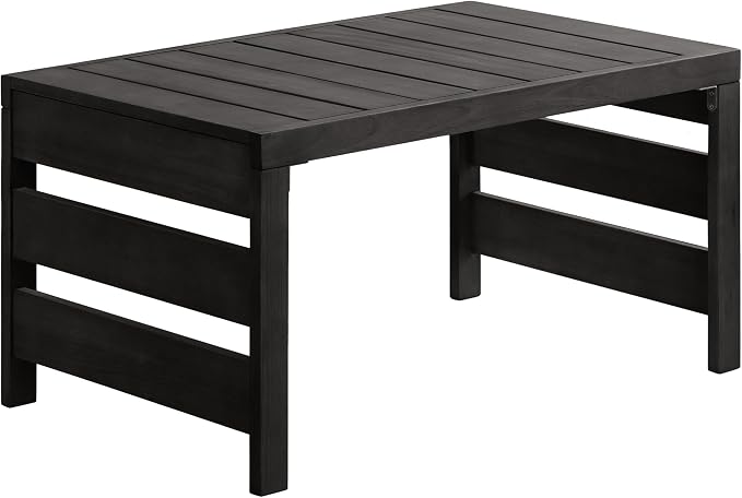 Alaterre Furniture Barton Outdoor Coffee Table - 37” Weather-Resistant Eucalyptus Wood Small Outdoor Table with Slatted Tabletop - Modern Outside Furniture for Patio, Porch, Deck, or Poolside (Black)
