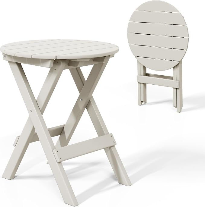 Costaelm Outdoor Bistro Table, Patio Round Portable Folding Bar Height Table Tall Balcony Pub Small High Top for Front Porch Deck, Backyard, Garden, Sand
