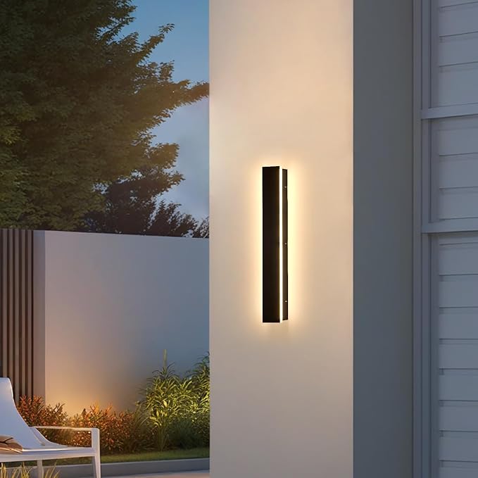 24inch Outdoor Wall Lights,Black Outdoor Sconce Lights,Waterproof Wall Mounted Porch Light, 3000K Modern Outside Lights for House, Garage, Exterior