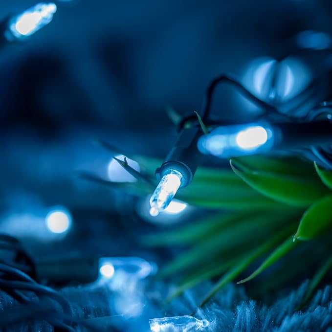 YULETIME 200 Cool White LED Christmas Lights, 66 ft Green Wire String Light | Stay Lit, End-to-End Connectable, UL Certified, Commercial Grade, 1-Strand 200 Lights, 4" Spacing