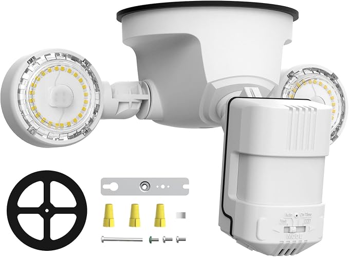 SANSI 15W 2000LM Motion Sensor Outdoor Lights, IP65 5000K (White) | 4 Modes Motion Lights for Outside, 320° Wide Angle LED Flood Lights Security Lights for Soffit, Backyard, Garage, Yard, Porch