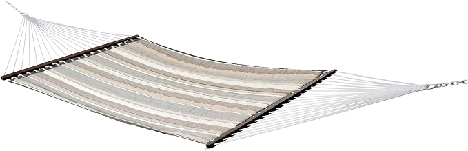 Vivere Fade Resistant Quilted Hammock with Spreader Bars - 450 lb Capacity (Dove)