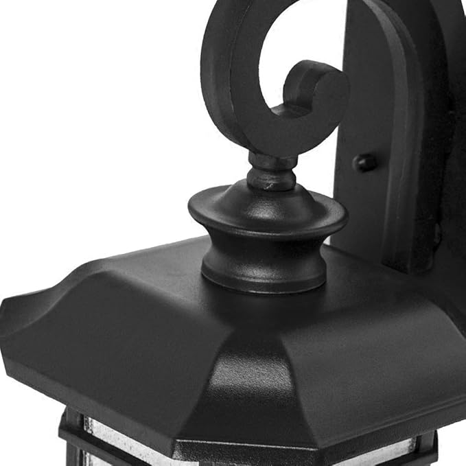 Emliviar Outdoor Wall Lights for House, 1-Light Exterior Wall Sconce Black Finish with Clear Seeded Glass, 17" Height, 22021M