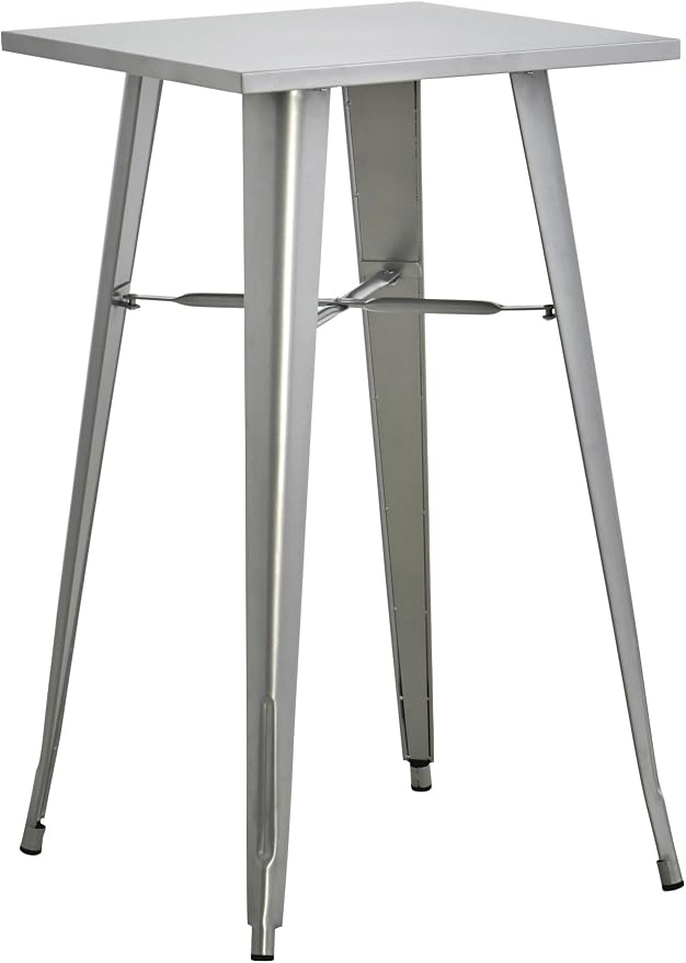 CenPro Commercial Steel 24" x 24" Silver Bar Height Outdoor Table | Restaurants, Bars, Wineries, Patios, Residential | (#32Q-139) e
