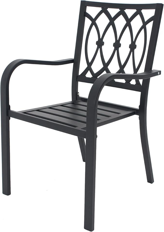 5‑Piece Outdoor Patio Dining Set 4 Metal Chairs 37.8" Square Wood‑Grain Metal Table w/Umbrella Hole Ergonomic Slat Design Quick Assembly Ideal for Garden