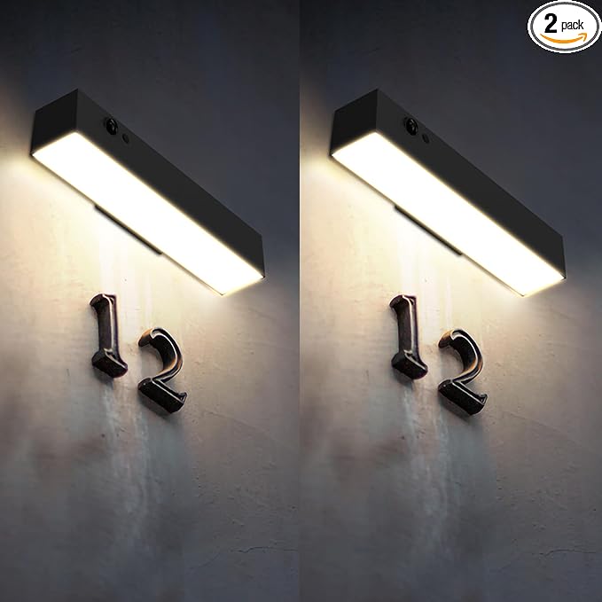 Solar Wall Lights Outdoor, 2Pcs Solar Lights with Motion Sensor | 4 Modes, Anti-glare Solar Sign Light, Dusk to Dawn, 4000K 1000LM Solar Lights for House Numbers, Address Sign, Patio, Porch