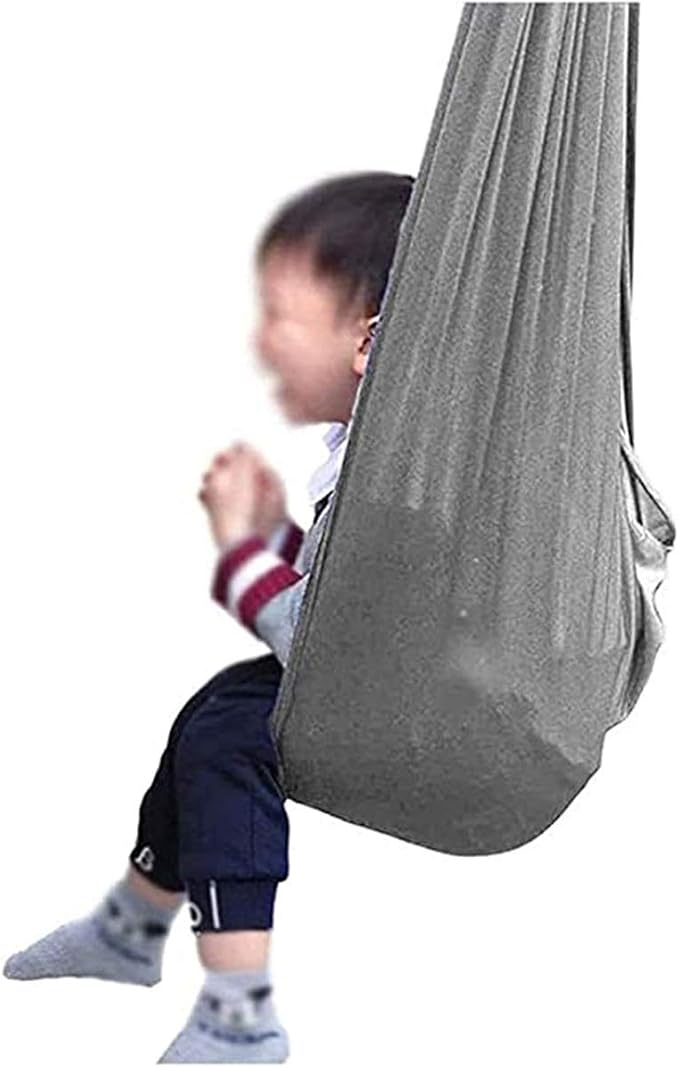 Indoor Sensory Swing Chair Adjustable Yoga Hammock Child Cuddle Swing for Kids Or Adults Autism ADHD AspergersTherapy (Color : Gray, Size : 150 x 280 cm)