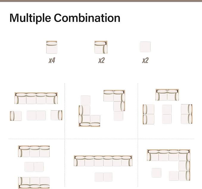 LAUSAINT HOME Outdoor Patio Furniture, 8 Piece Outdoor Sectional Sofa PE Rattan Wicker Patio Conversation Sets,All Weather Patio Furniture Set with Thick Cushions for Garden, Poolside, Backyard(Beige)