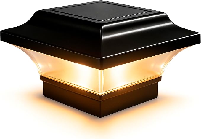 Classy Caps 2x2 Imperial Solar Post Cap - Fits 2"x2", 2.25"x2.25", & 2.5"x2.5" Deck & Fence Posts - Black Cast Aluminum - Warm/Cool Light Color Modes