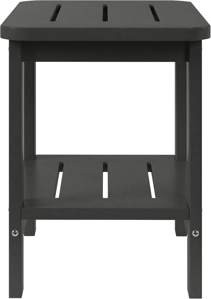 WestinTrends Aruba 2-Tier Outdoor HDPE Modern Adirondack Square Patio Side Table, Gray