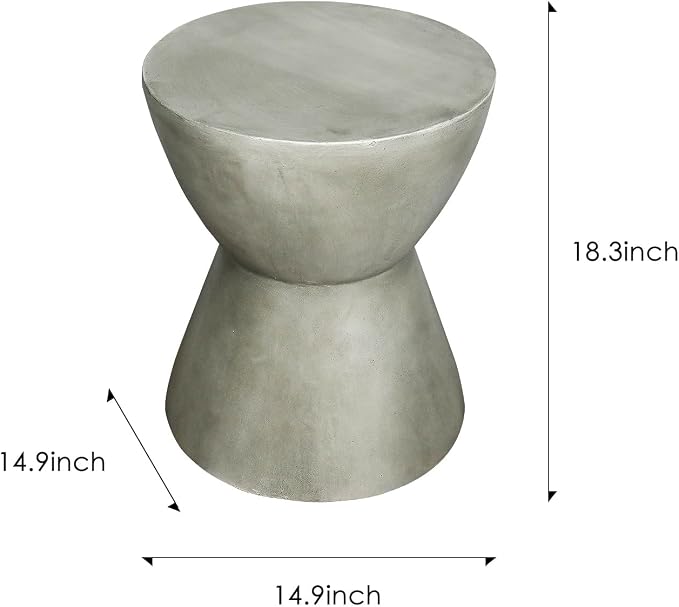 18.3" H Simplicity End Table for Garden - Modern Side Table Adding a Perfect Match for Indoor & Outdoor - Decor Concrete Table for Living Room or Bedroom