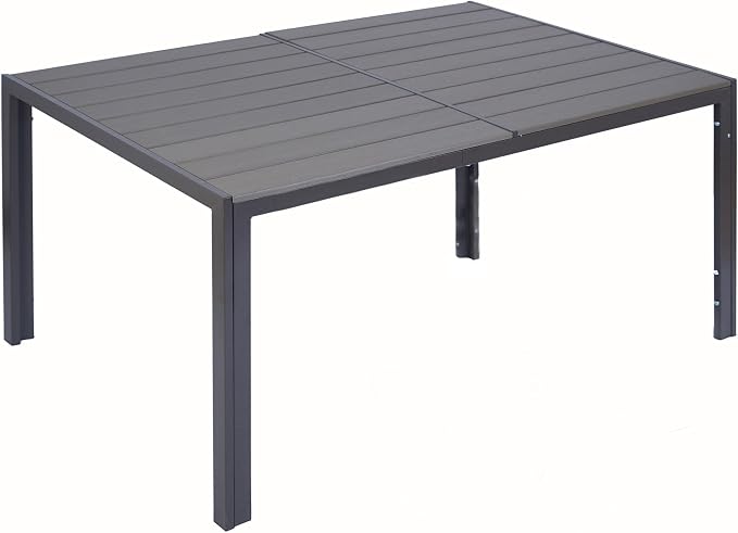 Kozyard Coolmen Outdoor Patio Indoor Dining Table Rectangle 58.9" L × 35.6" W Land Wood Like Laminate Tabletop for 6 People Porch Balcony Garden Brown