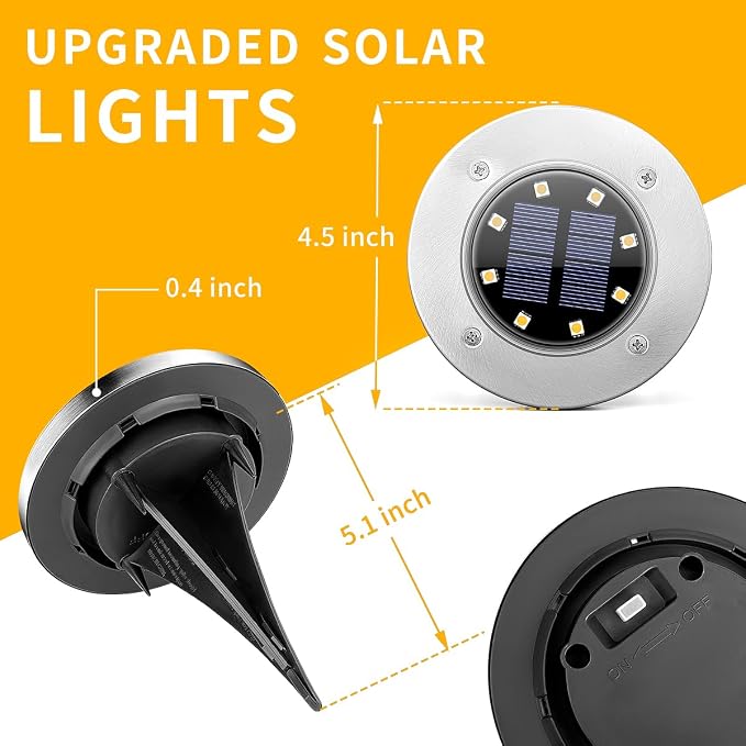 SOLPEX Solar Ground Lights Outdoor, Walkway Lights 20 Pack Warm White | IP65 Waterproof Stainless Steel Landscape Lighting for Driveway, Pathway, Garden, Patio, Backyard Decor