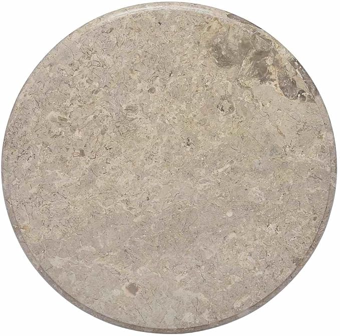 Gray Marble Table Top 23.6 Inch Round Polished Natural Stone Surface for Indoor Outdoor Patio Dining Coffee Table