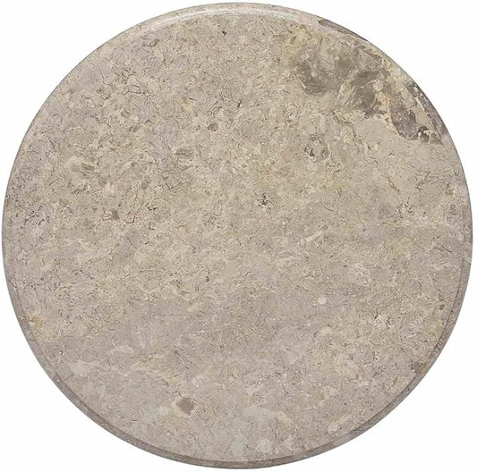 Gray Marble Table Top 23.6 Inch Round Polished Natural Stone Surface for Indoor Outdoor Patio Dining Coffee Table