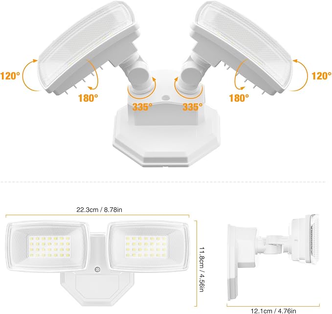 Onforu 3200LM Flood Lights Outdoor, 32W 6500K LED Security Light Switch Controlled, IP66 Waterproof Outdoor Lights, Wall Mount Exterior Flood Light with 2 Adjustable Heads Floodlights Outside