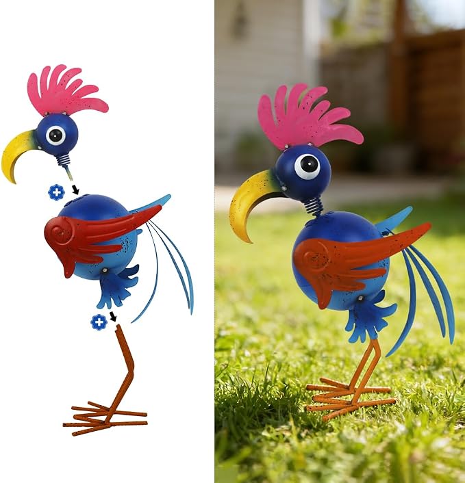 18.9'' Playful Rooster Yard Statue for Patio, Yard, Farmhouse