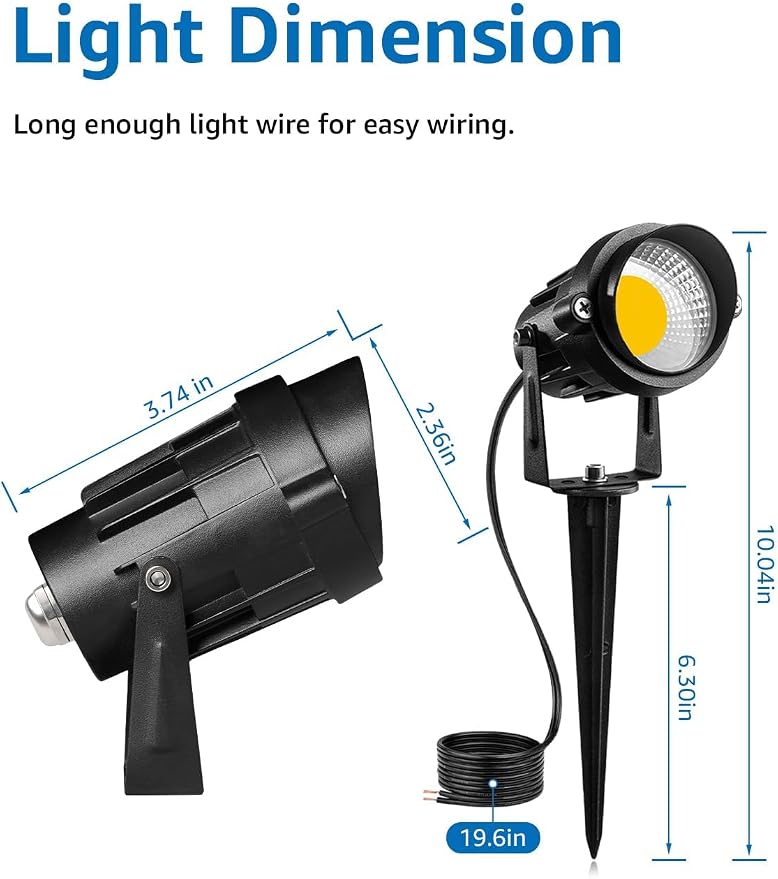 SUNVIE Low Voltage Landscape Lights Landscape Lighting with Connector 8Pack | Waterproof LED Landscape Lights Low Voltage Warm White 900LM Wall Tree Flag Outdoor Spotlights (Require Transformer))