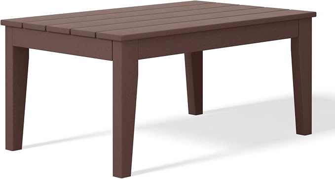 WestinTrends Malibu Low Outdoor HDPE Patio Rectangle Coffee Table, Dark Brown