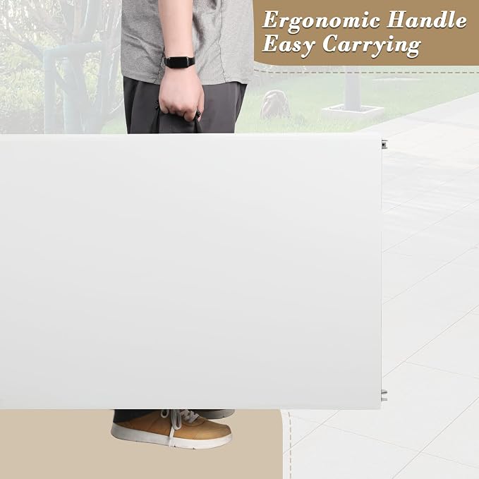 Athena Collection 8ft Folding Table, Lightweight Portable Desk with Handle, Square Foldable Plastic Table for Card Games, Collapsible Dining, Indoor Outdoor Camping Picnic & Party Use, White