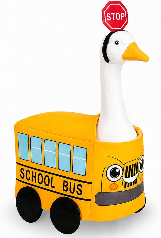 2 Pcs Back to School Porch Goose Outfits - 23" School Bus Goose Clothes for Plastic Garden Statue School Classroom Outdoor Garden Yard Patio Art Decor